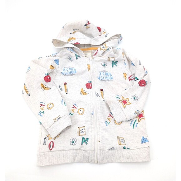 First Impressions Toddler Boys Gray Back To School Graphic Zip Up Hoodie Size 3T - Picture 1 of 4